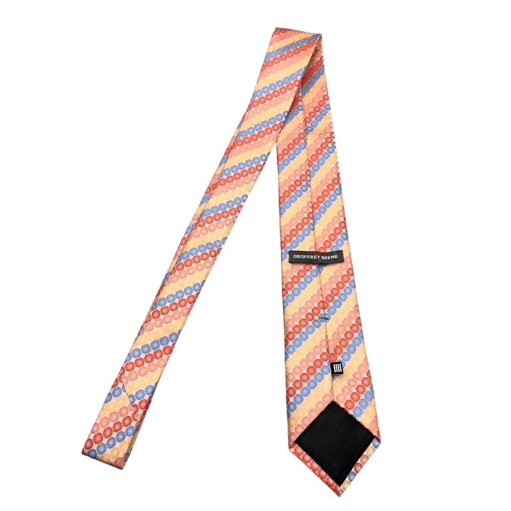 Geoffrey‎ Beene Vintage Dress Tie Bold Multi Geometric Circle Pattern 59